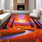 Vibrant Autumn Forest Scene Rug