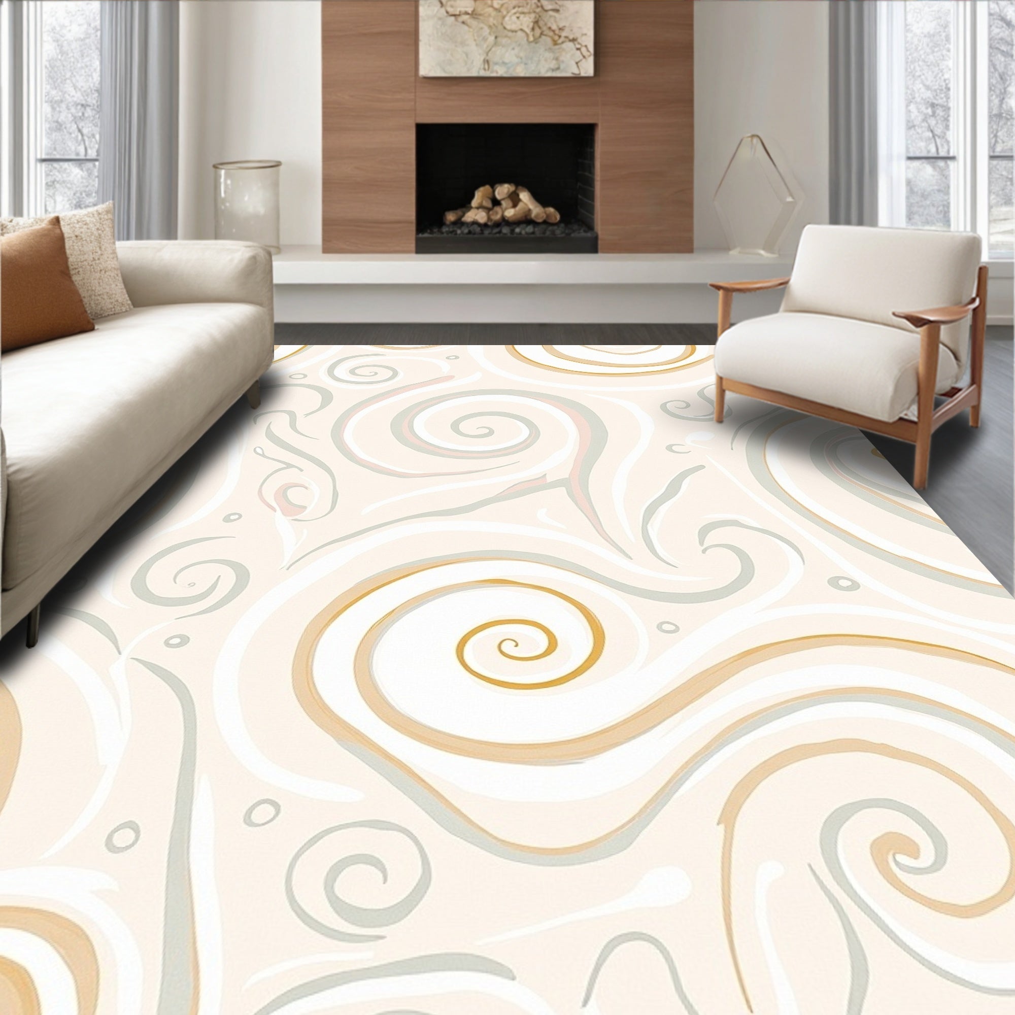 Soft Swirls And Circles Pattern Rug
