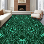 Ornate Teal Floral Swirls Pattern Rug