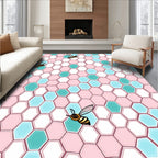 Sweet Bee Geometric Honeycomb Pattern Rug