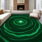 Emerald Green Rippling Circles Rug