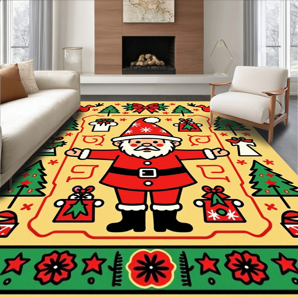 Retro Festive Christmas Pattern Design Rug
