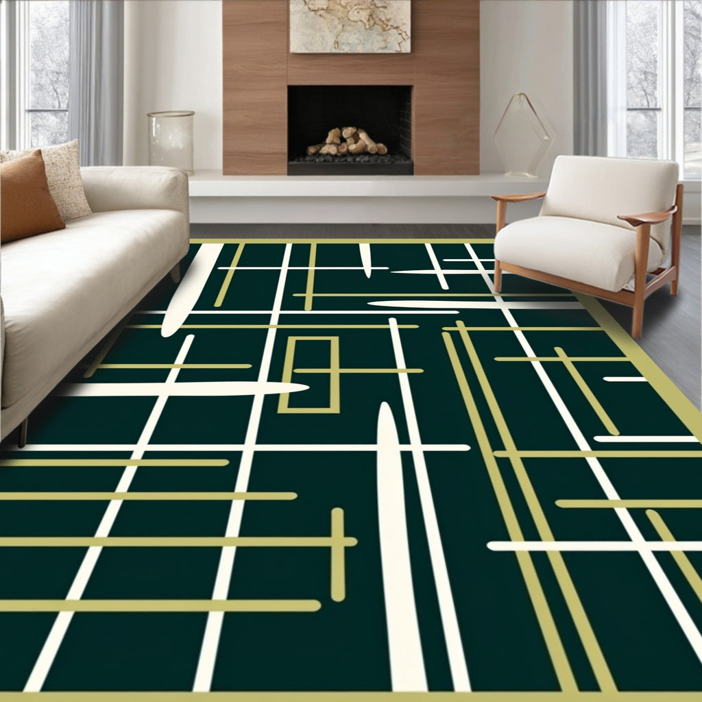Abstract Geometric Line Art Rug
