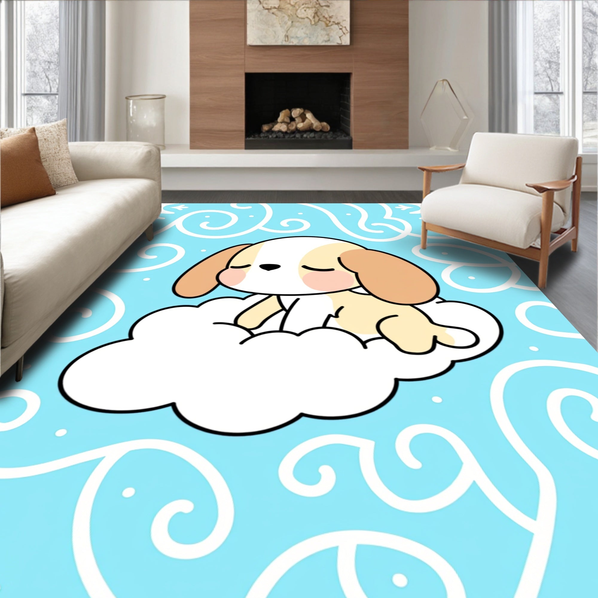 Cute Puppy Cloud Pattern Rug