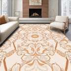 Elegant Beige and Ochre Baroque Pattern Rug