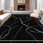 Black 4 Symmetrical Abstract Veins Rug
