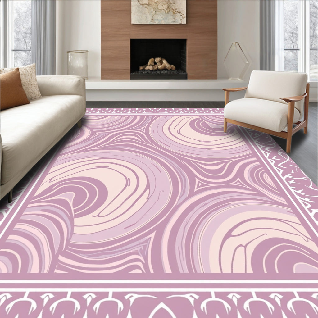 Pastel Swirl Marble Bordered Rug