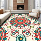 Mandala Inspired Exotic Floral Pattern Rug