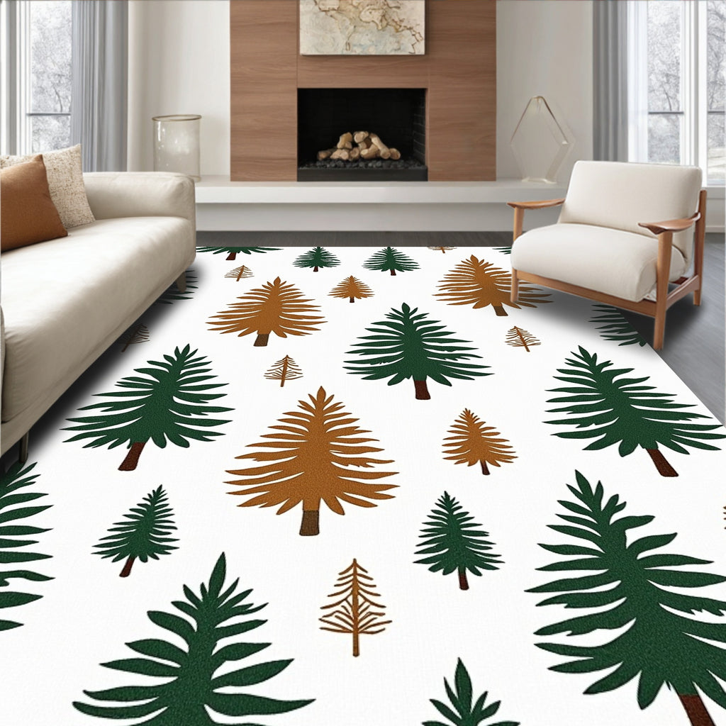 Forest Trees Green Brown Scatter Rug