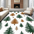 Forest Trees Green Brown Scatter Rug