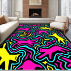 Abstract Whimsical Feline Shapes Pattern Rug