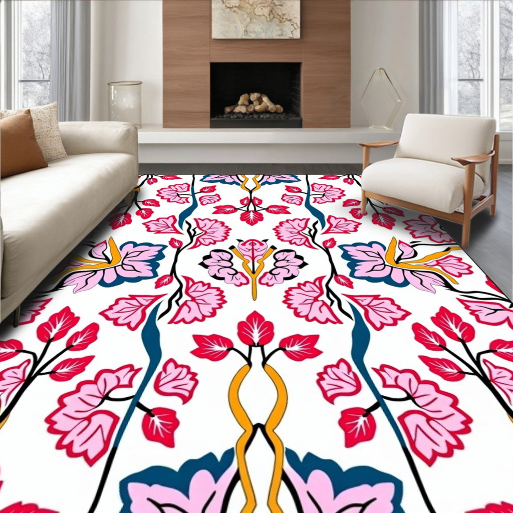 Vibrant Floral Vines Pattern Rug