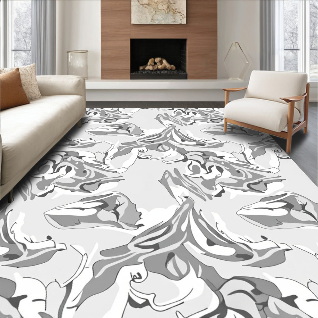 Abstract Flowing Ink Wash Pattern Rug