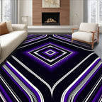 Purple and White Diamond Stripe Pattern Rug