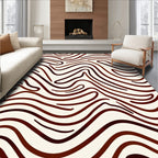 Brown Wavy Abstract Line Art Rug