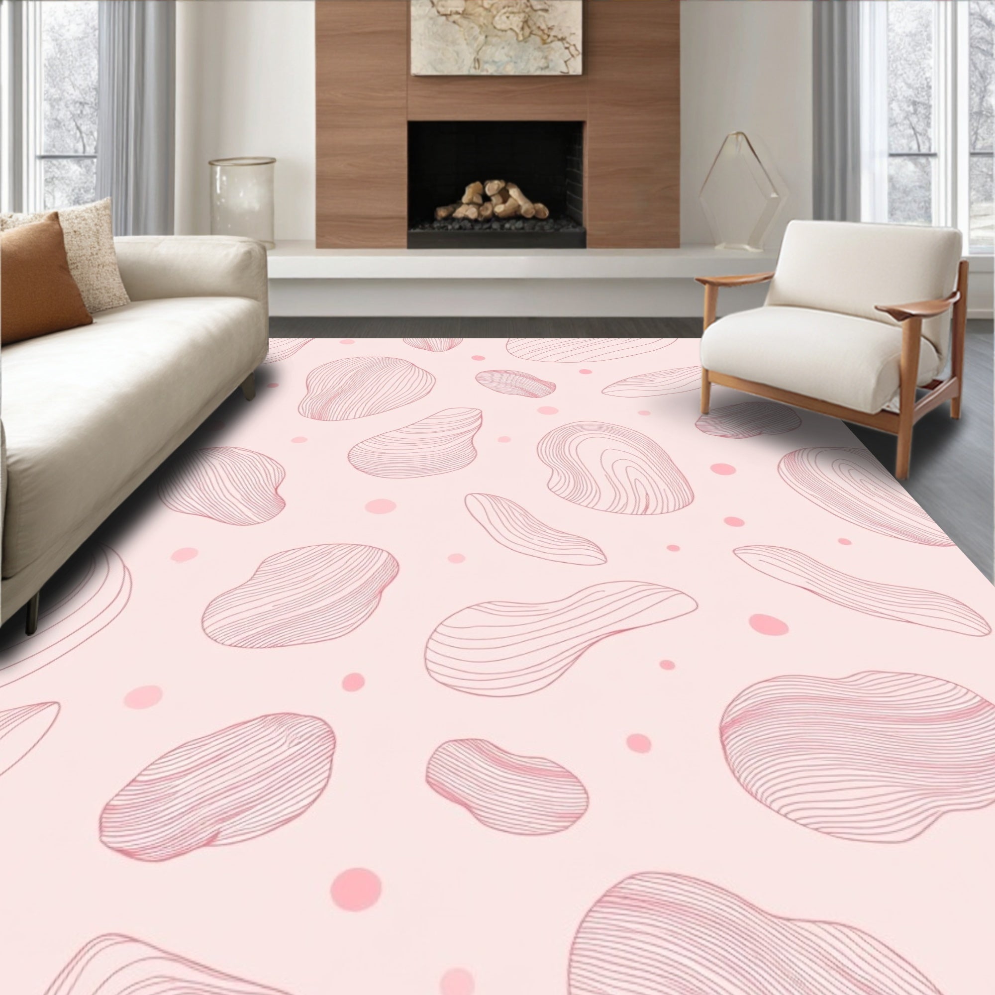 Minimalist Pink Organic Flow Rug