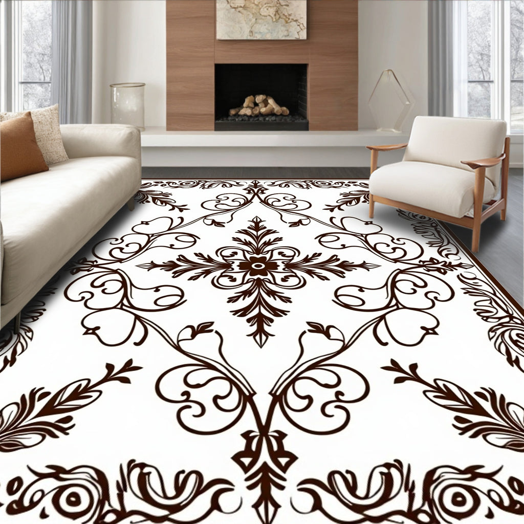 Ornate Swirl Floral Pattern Rug