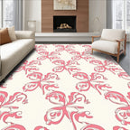 Delicate Pink Floral Swirl Pattern Rug