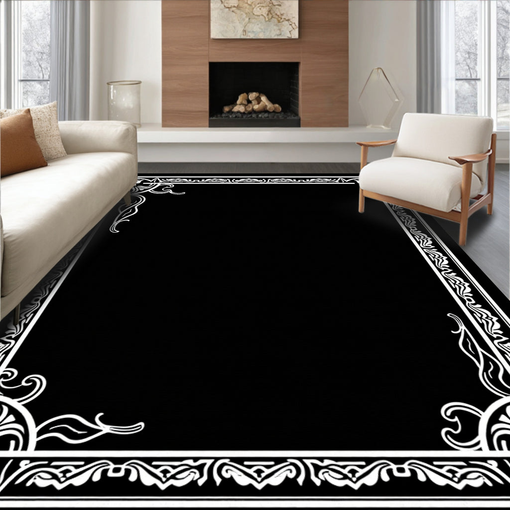 Elegant Floral Border Design Rug