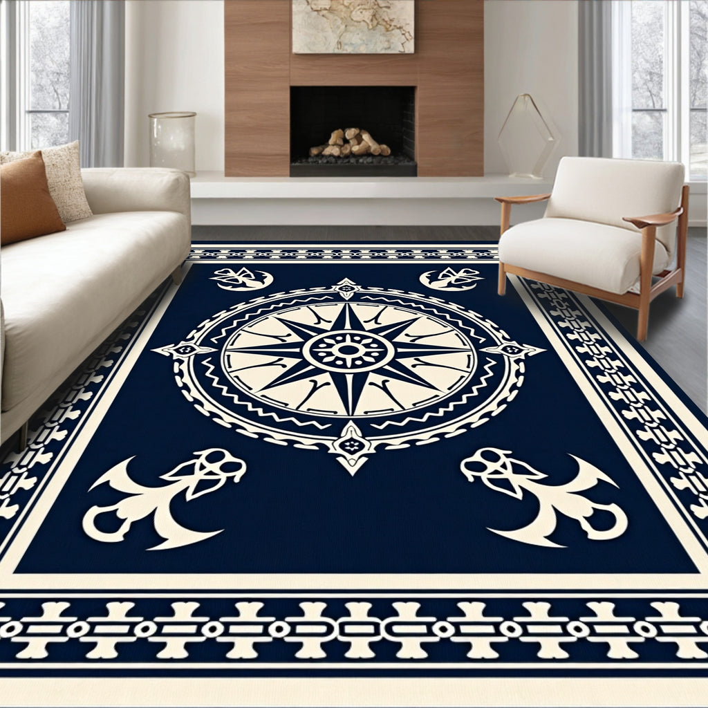 Nautical Compass Anchor Patterned Rug