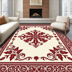 Ornate Floral Medallion and Border Design Rug