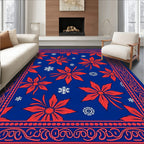 Red Floral Snowflakes Vintage Design Rug