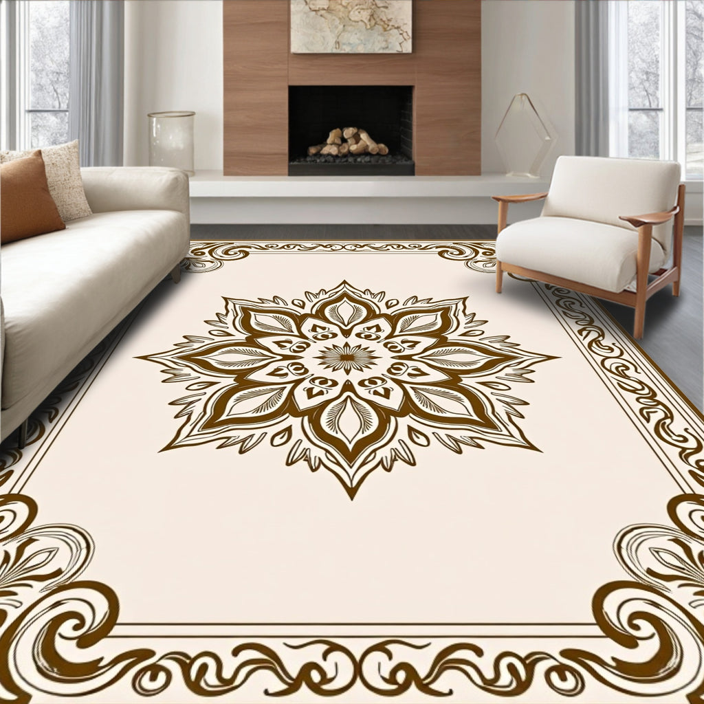Ornate Mandala Decorative Frame Design Rug