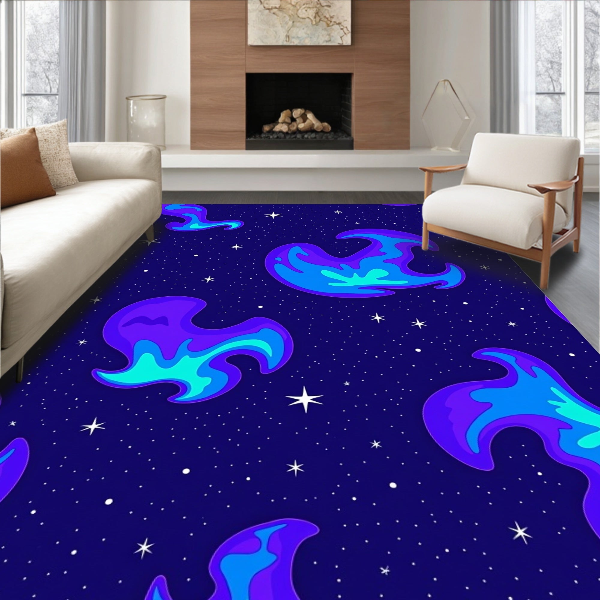 Cosmic Nebula Swirls Pattern Rug