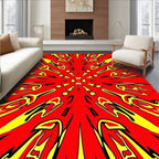 Bold Red Yellow Abstract Pattern Rug