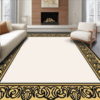 Regal Ornate Black Gold Floral Rug