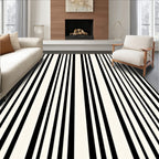 Modern Black White Stripe Runner Rug