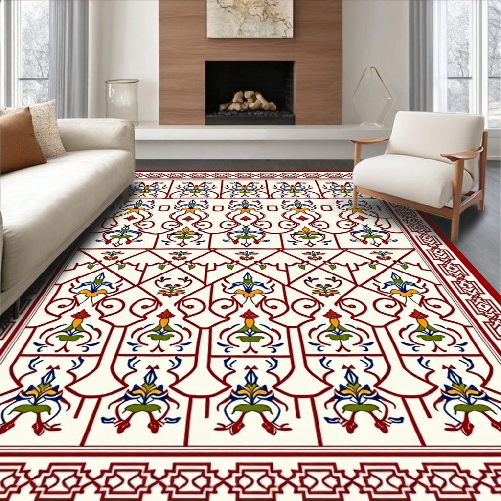Ornate Floral Geometric Pattern Design Rug