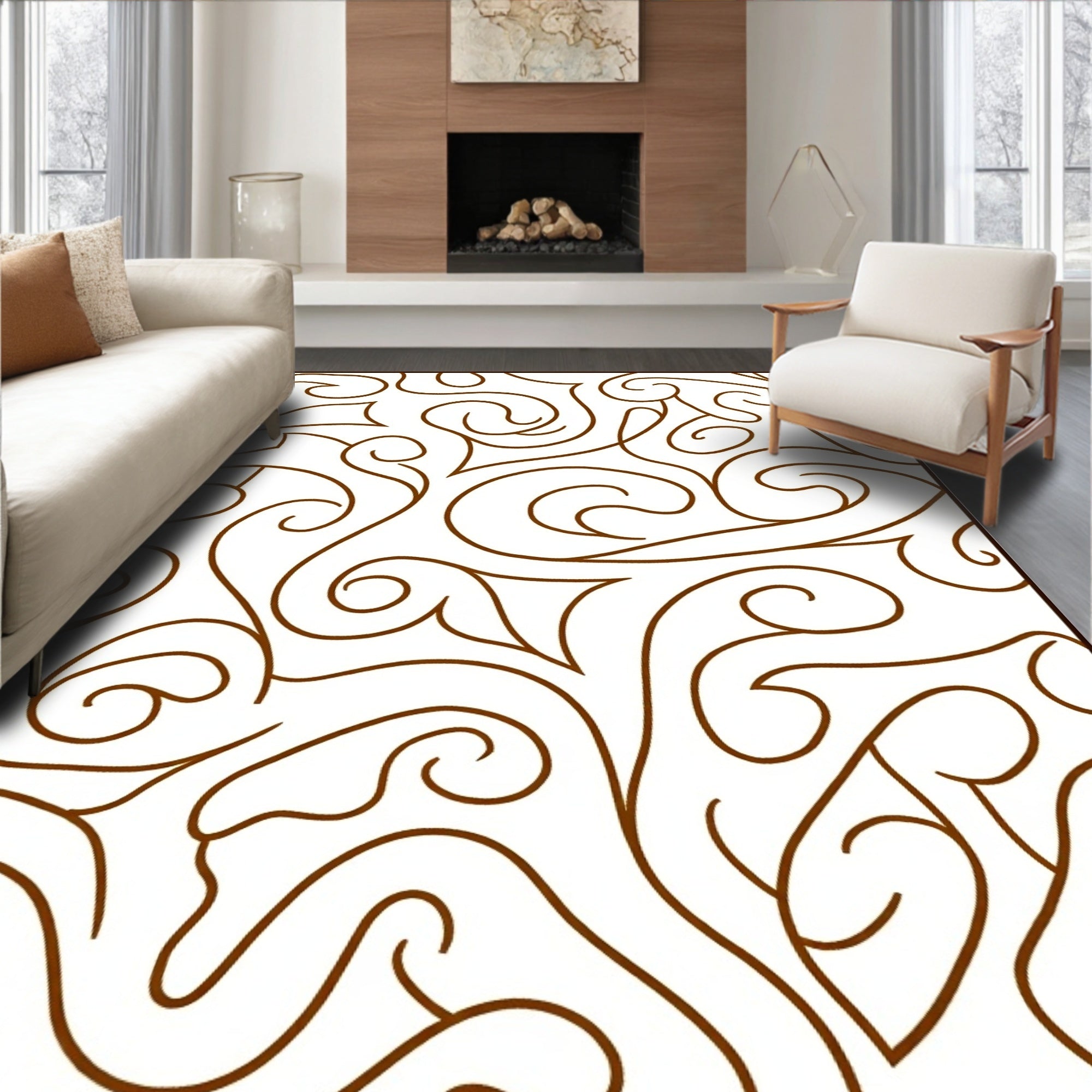 Swirling Vine Autumn Pattern Rug