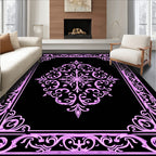 Ornate Pink Filigree Border Rug