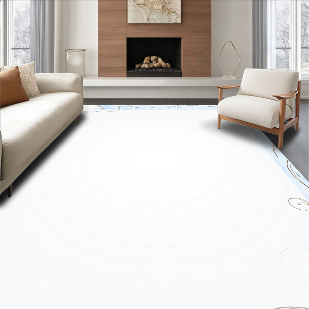 Delicate Floral Scrolls Border Design Rug