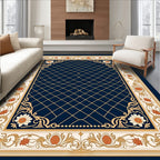 Ornate Floral Lattice Border Design Rug