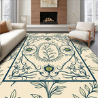 Creme Botanical Scroll Frame Rug