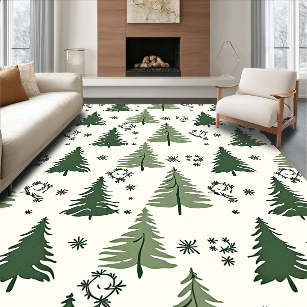 Forest Snowflake Tree Pattern Rug