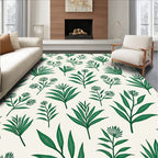 Minimalist Green Botanical Pattern Rug