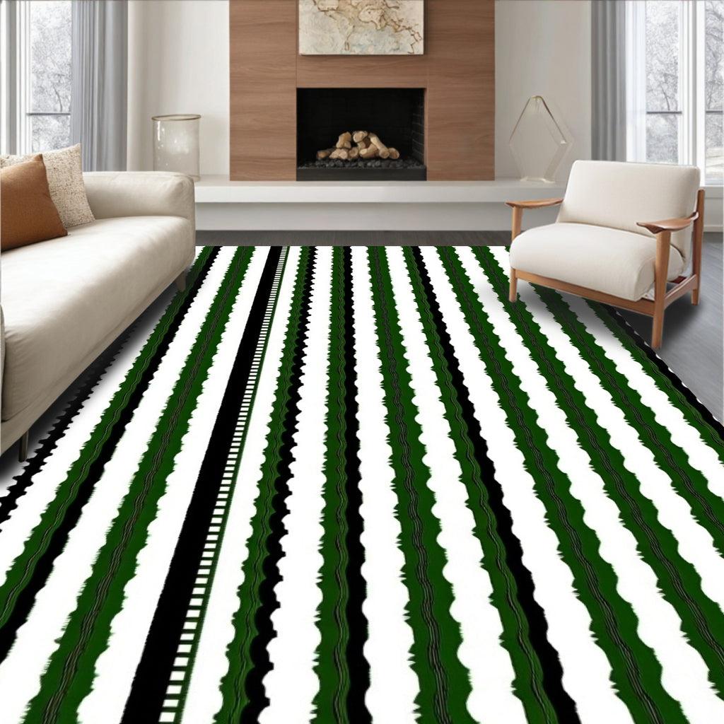 Striped Texture with Black and Green Rug