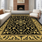 Ornate Floral Black Gold Rug