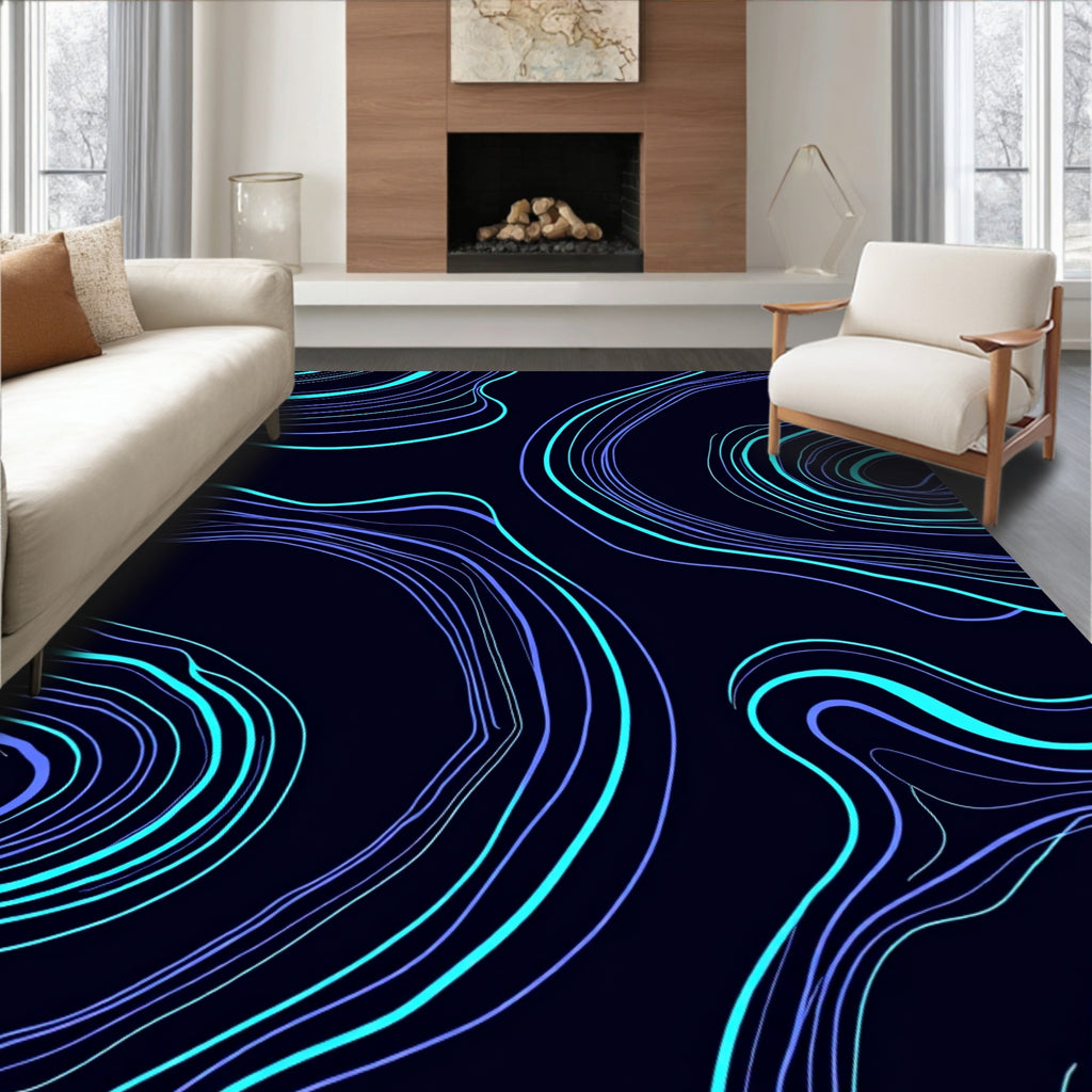 Abstract Swirls Contour Pattern Rug