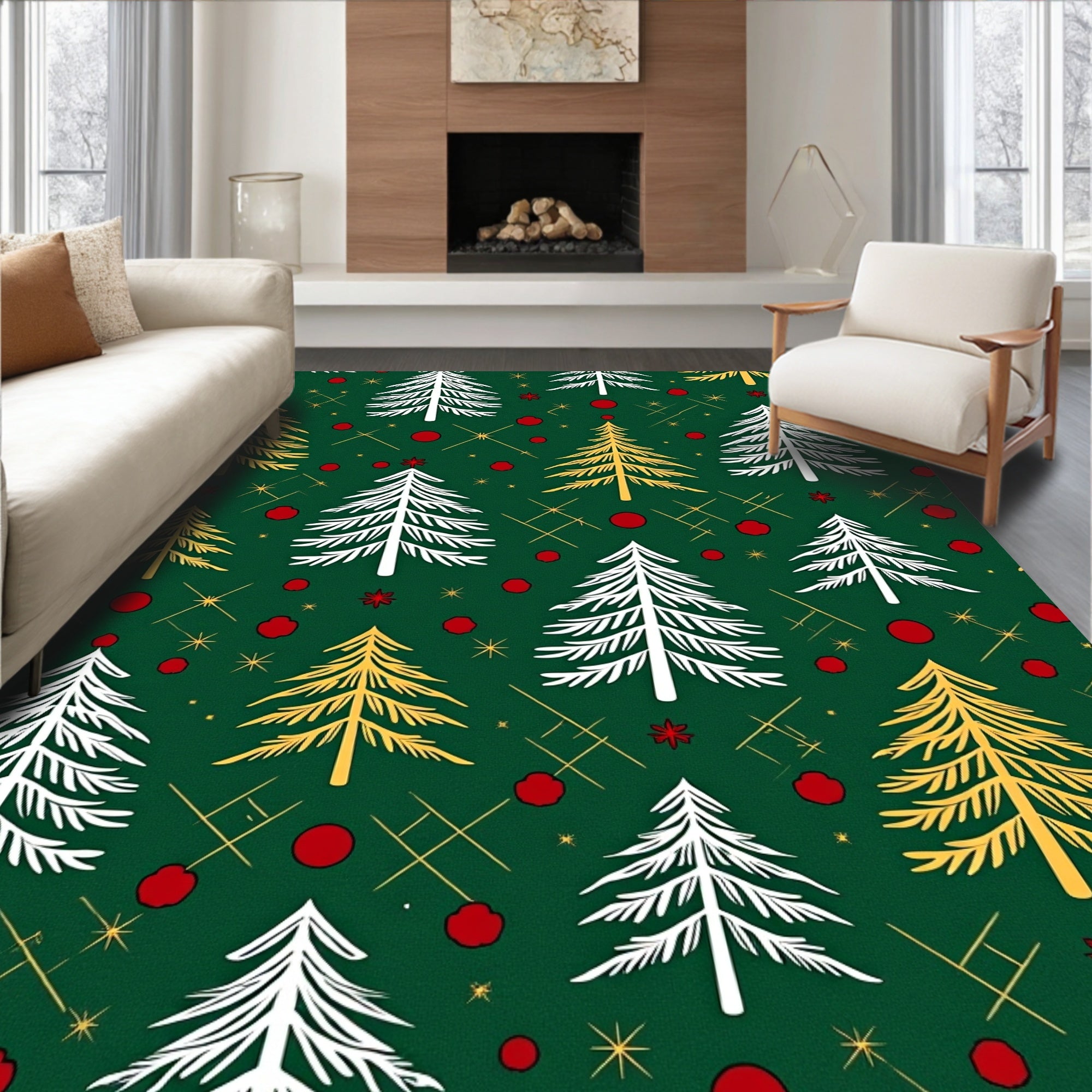 Festive Tree Pattern Design Rug