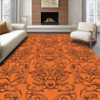 Bold Orange Floral Face Pattern Rug