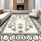 Whimsical Floral Line Art Design Rug