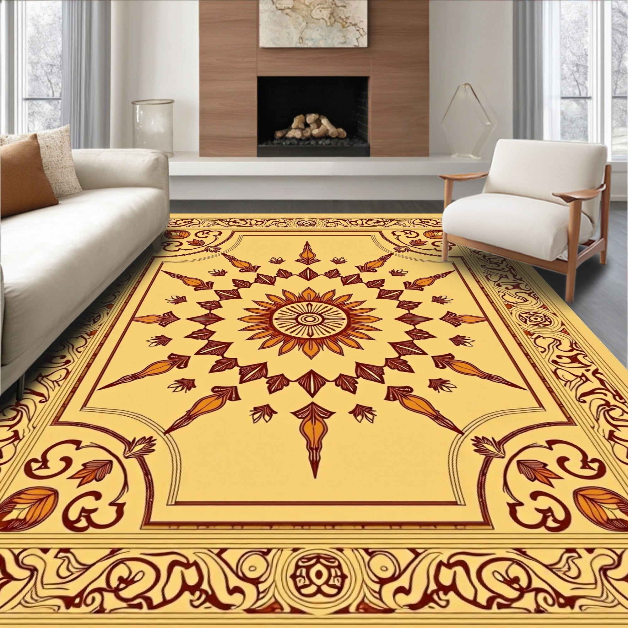 Sunburst Floral Intricate Pattern Rug