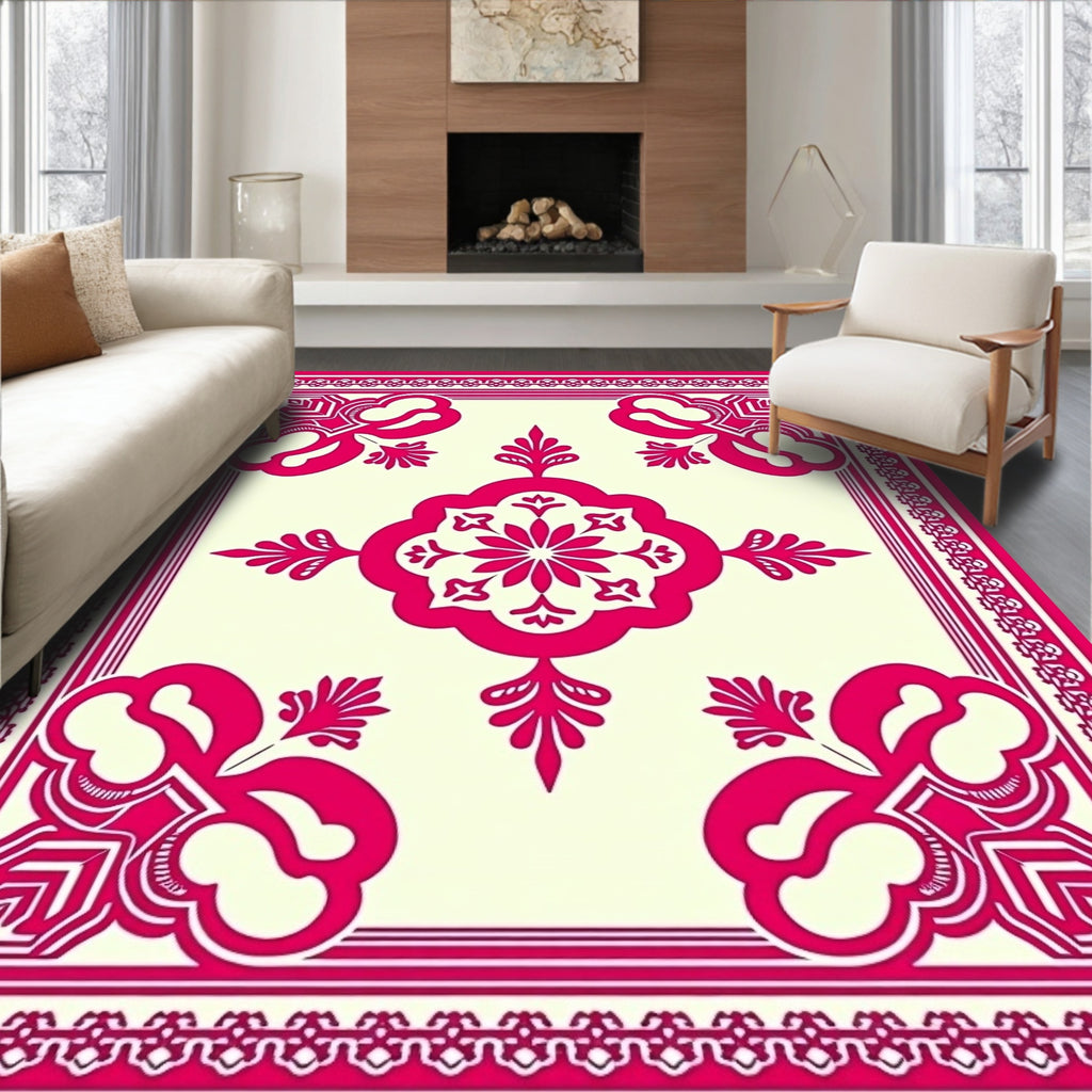 Elegant Floral Symmetry Design Rug
