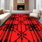 Bold Red Plaid Geometric Star Rug