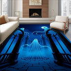 Ethereal Glowing Ghosts Night Scene Rug