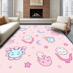 Cute Bunny Moon Star Pattern Rug